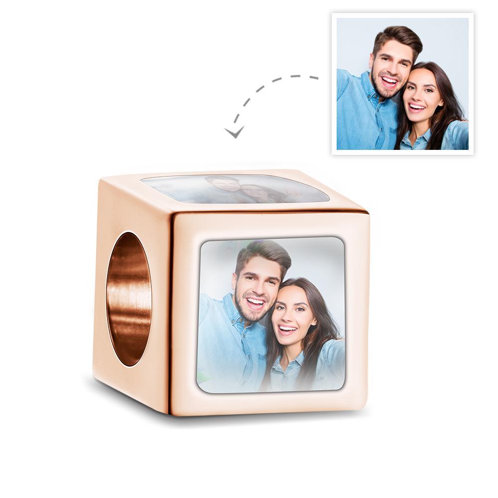 Custom Four-Sided Photo Charm Square Copper Charm Creative Gift for Women - GiftUpp