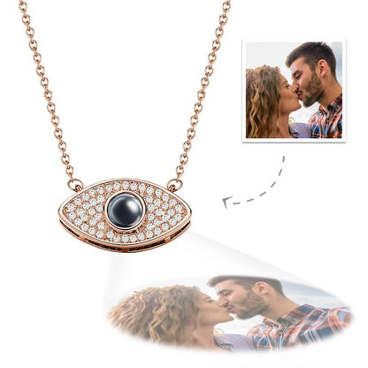 Evil Eye Projection Necklace Custom Photo Necklace - GiftUpp