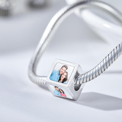 Custom Four-Sided Photo Charm Square Copper Charm Creative Gift for Women - GiftUpp