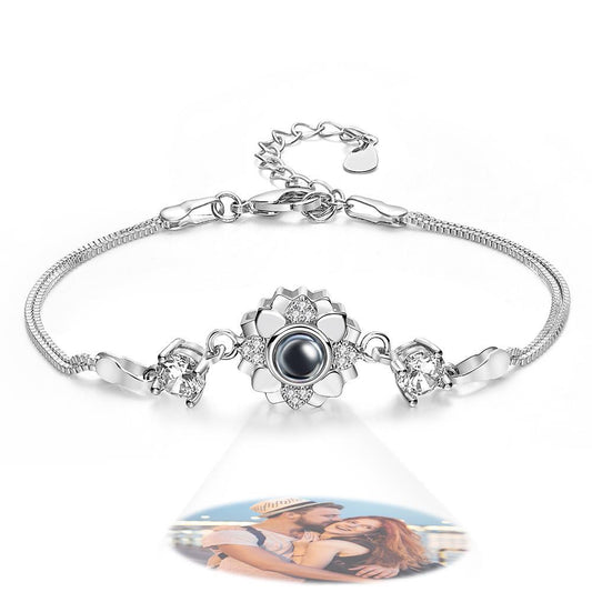 Custom Photo Projection Bracelet Flower Romantic Commemorate Gifts for Girlfriend - GiftUpp