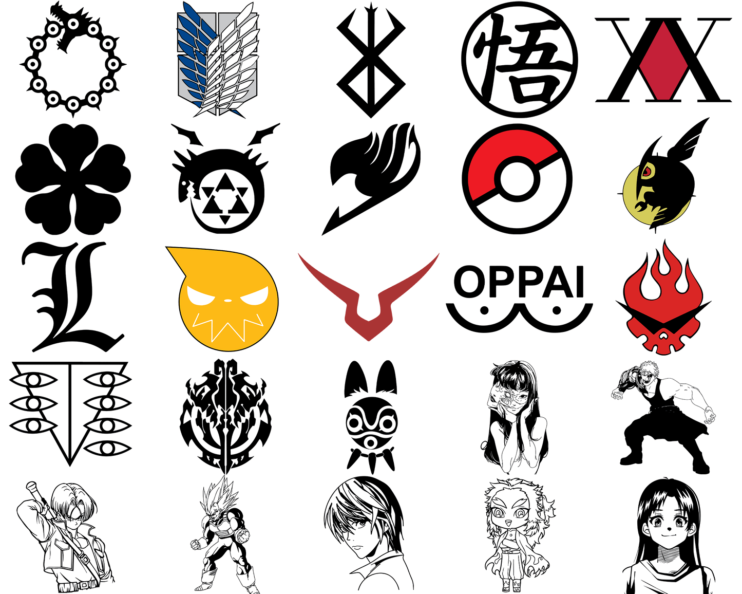 Anime Manga SVG Bundle | Manga Clipart | Anime Doodles | Japanese Art SVG Files | Cricut & Silhouette Compatible