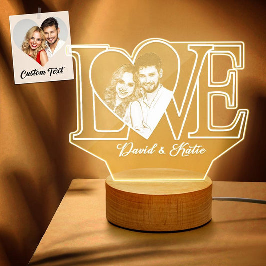 Personalized LOVE 3D Acrylic Night Light with Text & Photo - GiftUpp