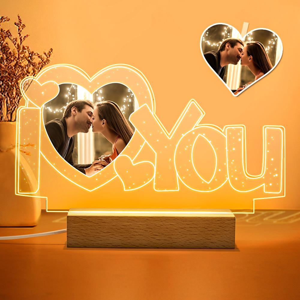 Custom Acrylic Lamp Personalized I Love You Photo Night Light - GiftUpp