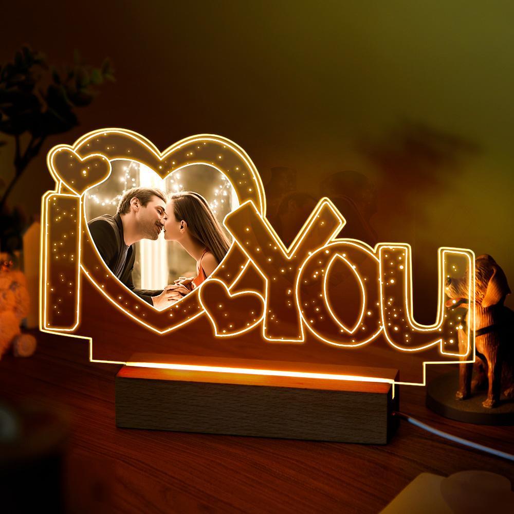 Custom Acrylic Lamp Personalized I Love You Photo Night Light - GiftUpp