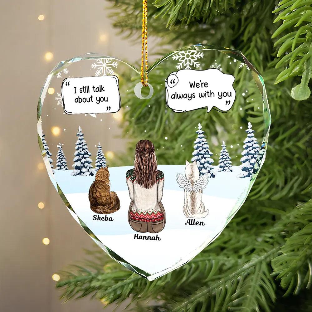 I Miss You Memorial Dog Cat - Personalized Heart Shaped Glass Ornament - GiftUpp