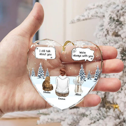 I Miss You Memorial Dog Cat - Personalized Heart Shaped Glass Ornament - GiftUpp