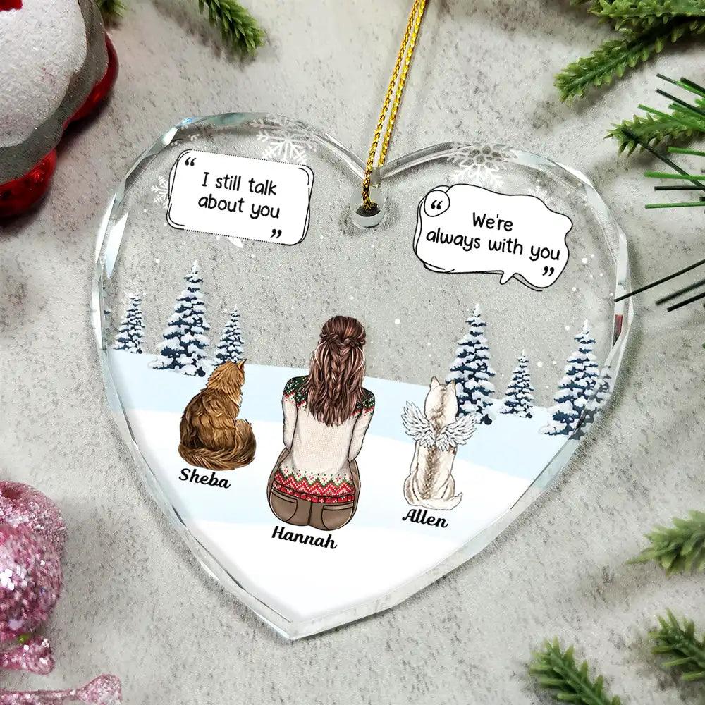 I Miss You Memorial Dog Cat - Personalized Heart Shaped Glass Ornament - GiftUpp