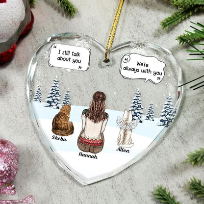 I Miss You Memorial Dog Cat - Personalized Heart Shaped Glass Ornament - GiftUpp