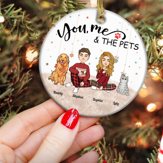 You, Me And The Pets - Personalized Ceramic Ornament - GiftUpp