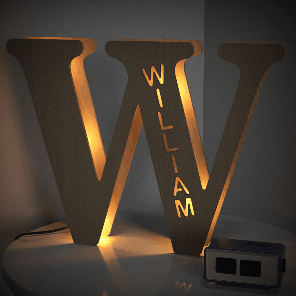 Personalized Name Wooden Letter Night Light 28CM - GiftUpp