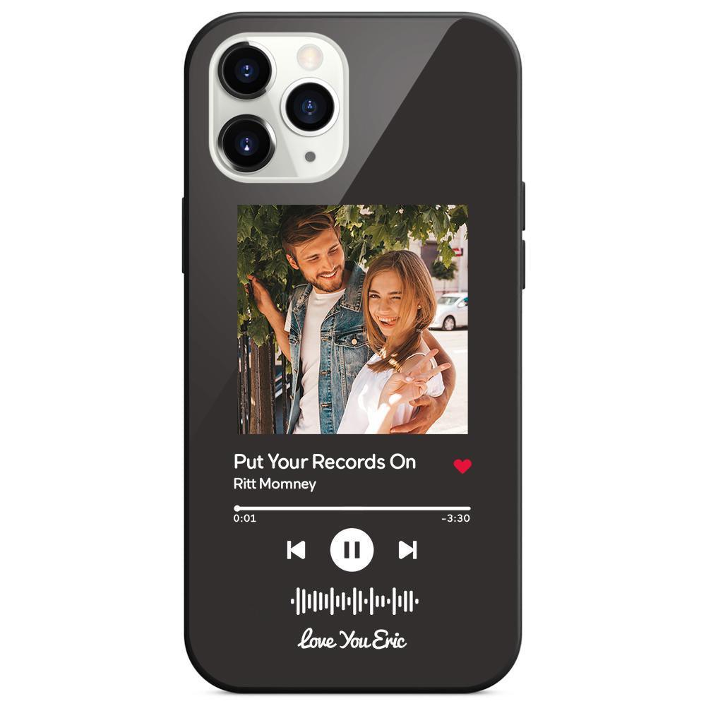 Custom Scannable Music Code Glass iPhone Cases with Picture - GiftUpp