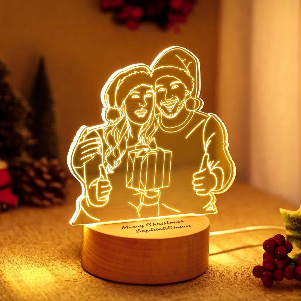 Custom Acrylic 3D Photo Lamp LED Night Lights With Wood Base - GiftUpp