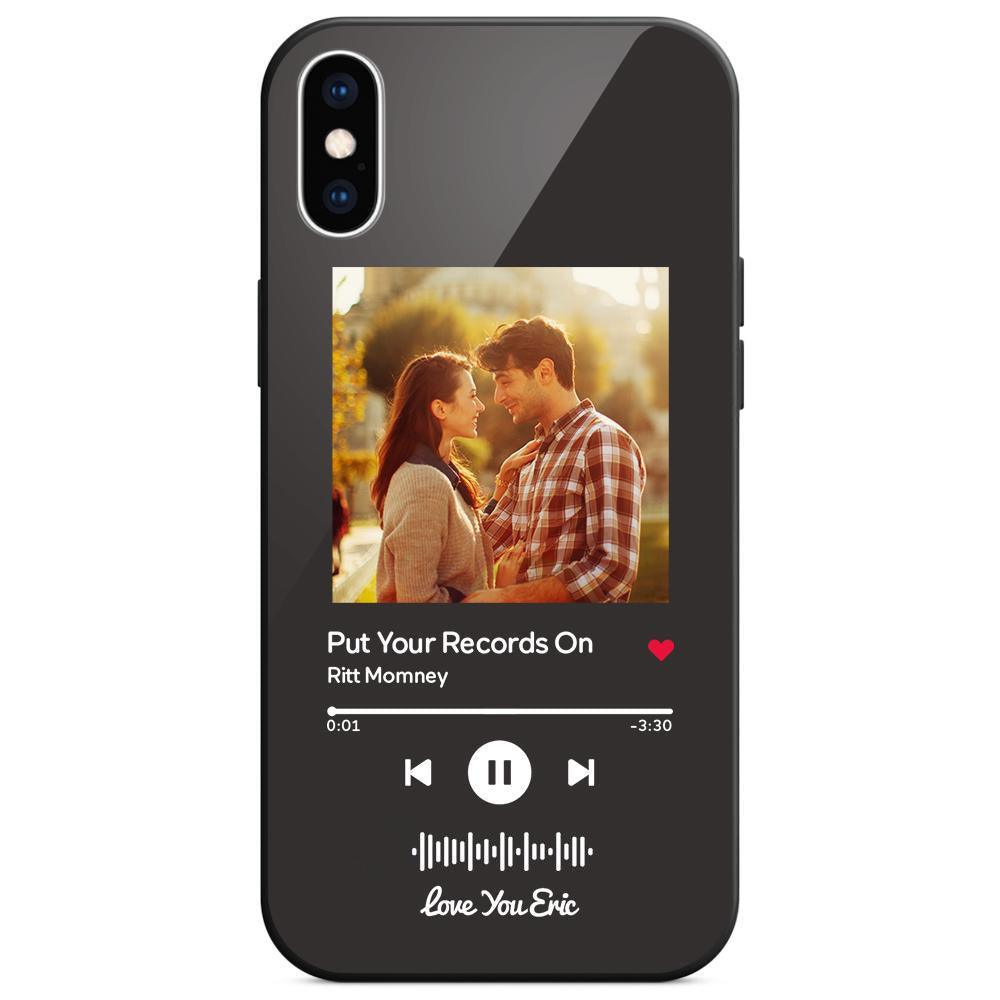 Custom Scannable Music Code Glass iPhone Cases with Picture - GiftUpp