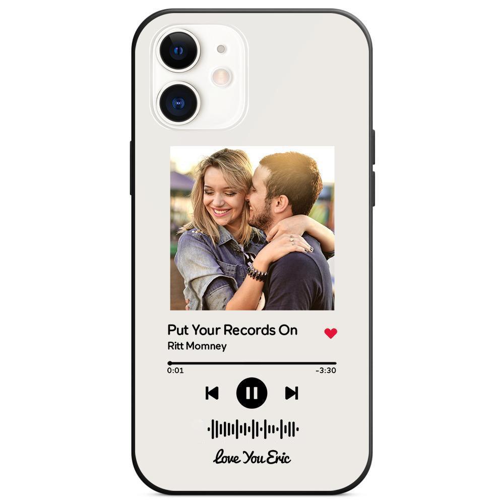 Custom Scannable Music Code Glass iPhone Cases with Picture - GiftUpp