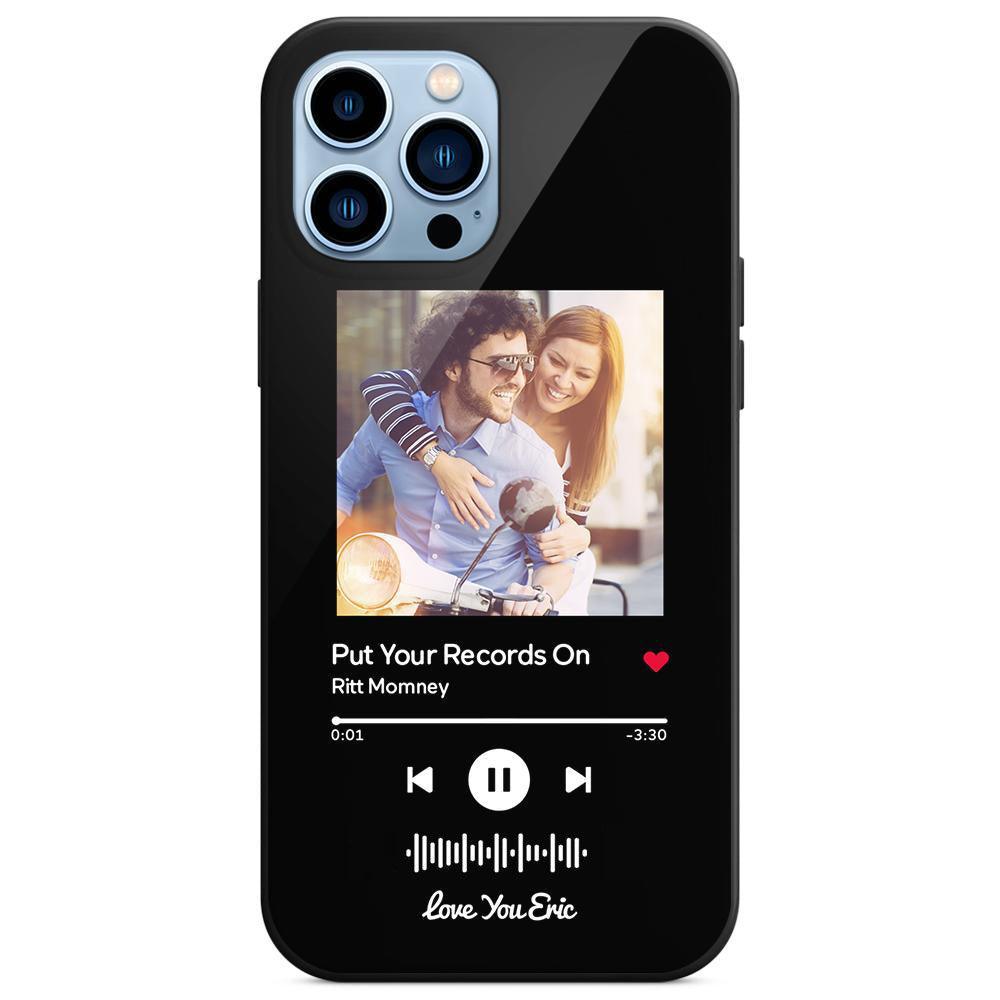 Custom Scannable Music Code Glass iPhone Cases with Picture - GiftUpp