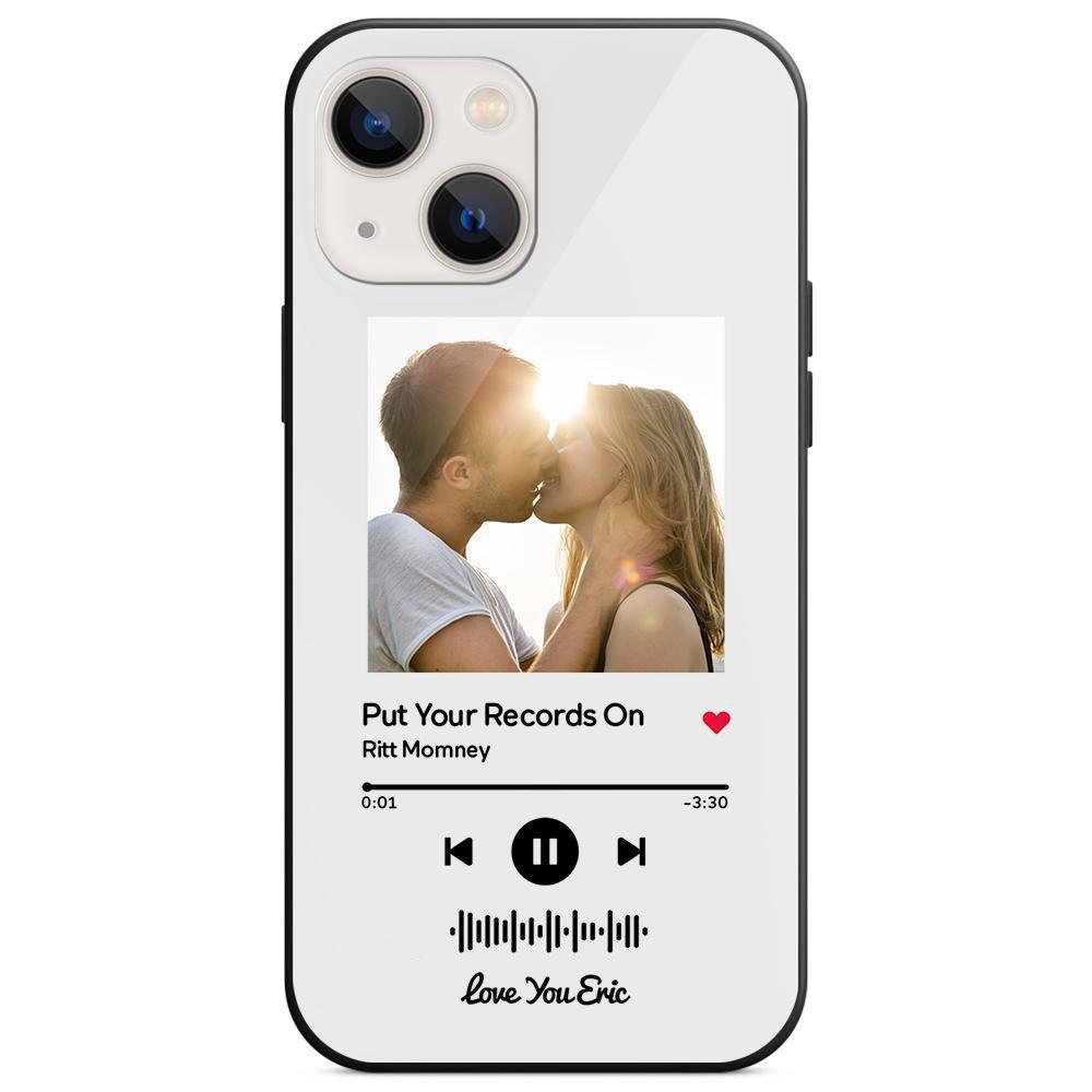 Custom Scannable Music Code Glass iPhone Cases with Picture - GiftUpp