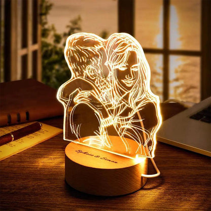 Custom Acrylic 3D Photo Lamp LED Night Lights With Wood Base - GiftUpp