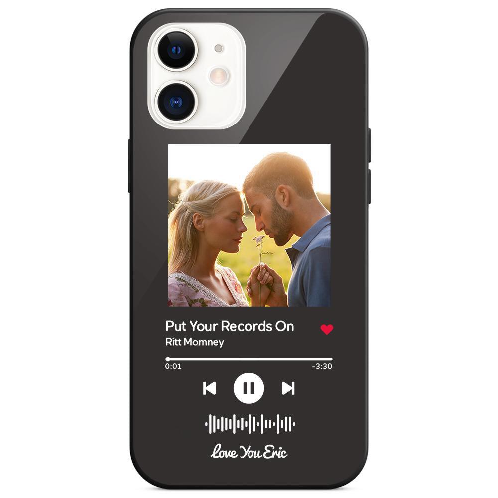 Custom Scannable Music Code Glass iPhone Cases with Picture - GiftUpp