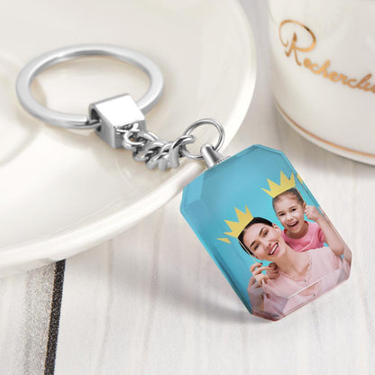 Customized Double Side Crystal Keychain With 2 Photos - GiftUpp