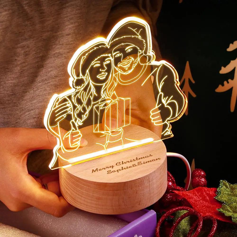 Custom Acrylic 3D Photo Lamp LED Night Lights With Wood Base - GiftUpp