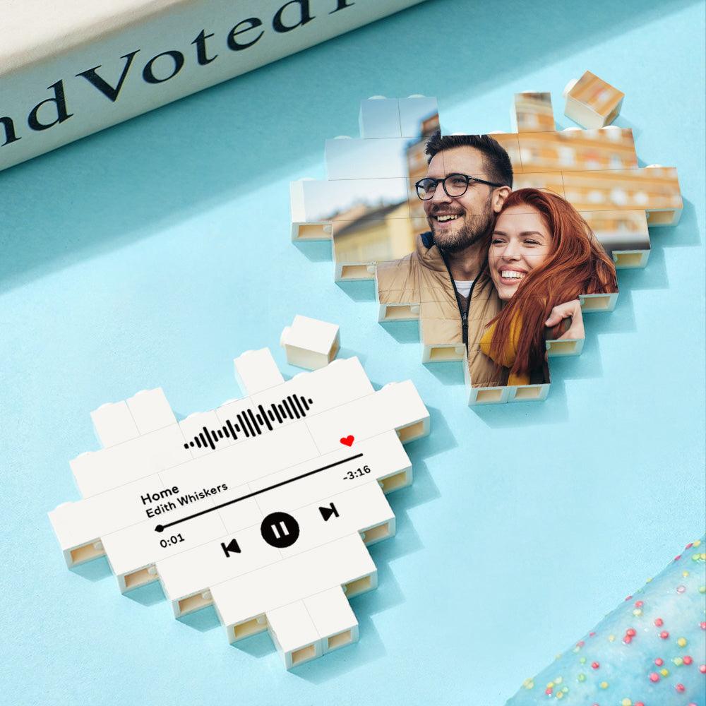 Custom Building Brick Heart Shaped Personalized Photo Block Puzzle - GiftUpp