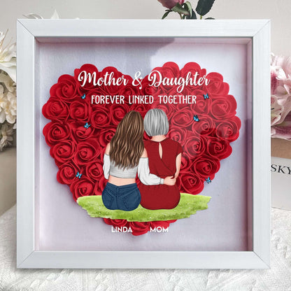 Mother and Daughter Forever Linked Together - Personalized Flower Shadow Box - GiftUpp