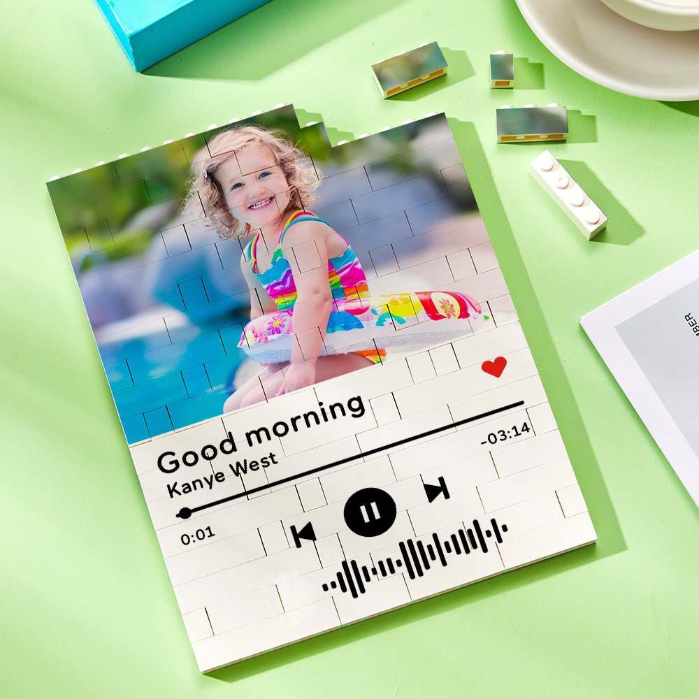 Personalized Building Brick Photo Block with Music Code - GiftUpp