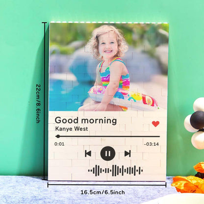 Personalized Building Brick Photo Block with Music Code - GiftUpp